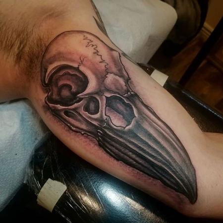 Cody Cook - Black and Grey Raven Skull Tattoo